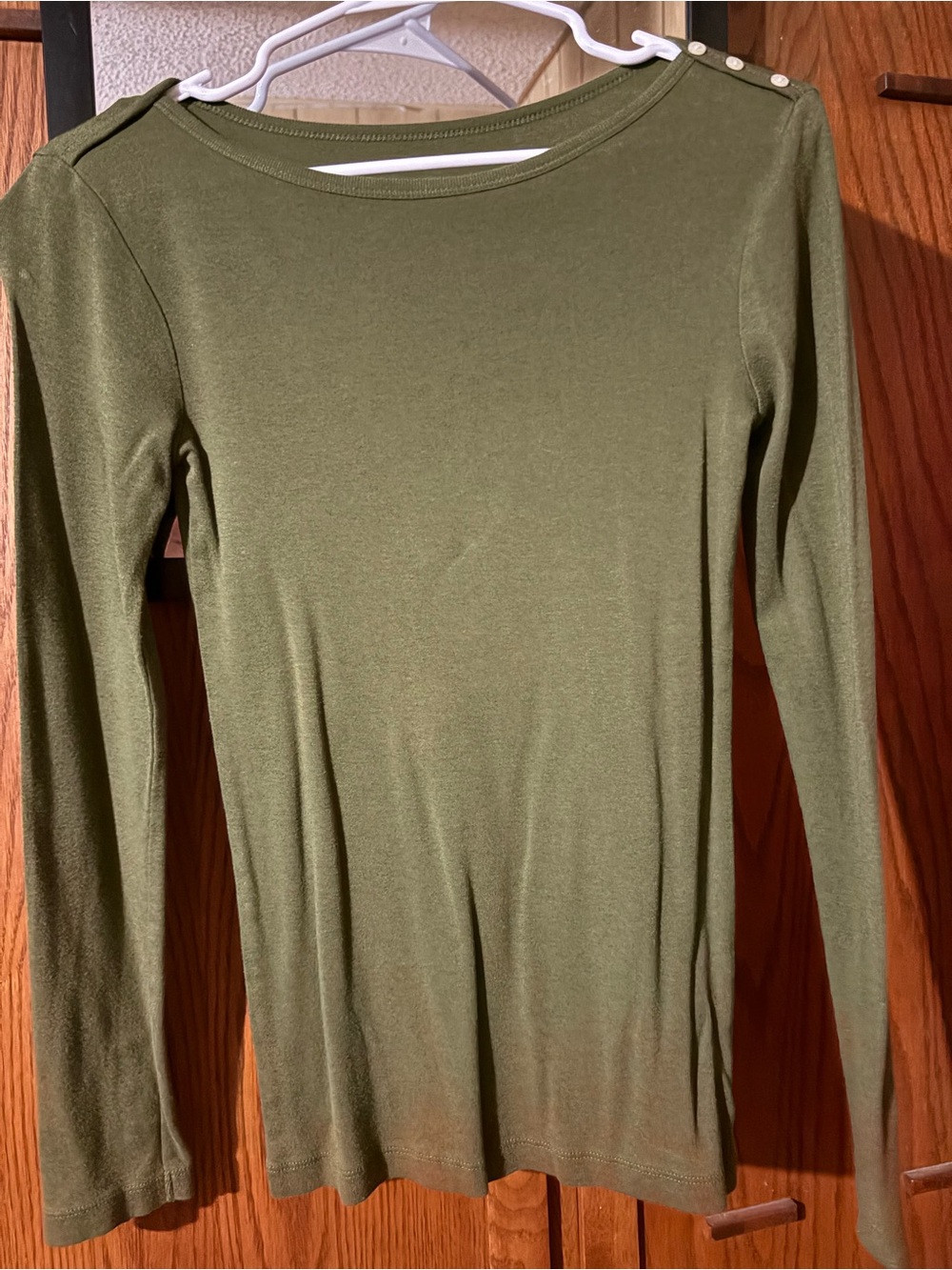 No Boundaries Olive Green Long Sleeve Button-Shoulder Top